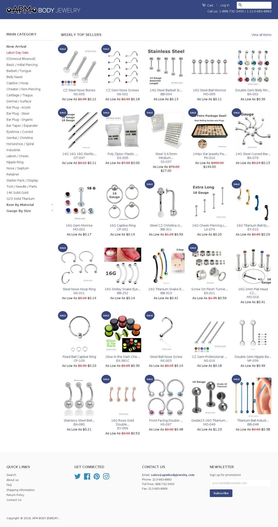 apmjewelry.com — Shopify storefront screenshot