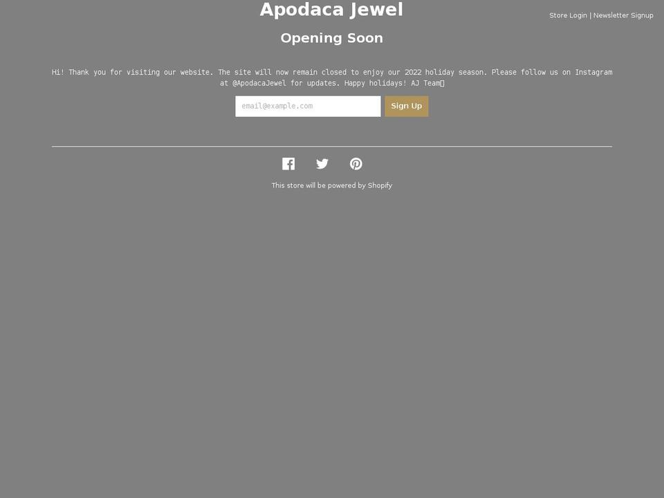 apodacajewel.com shopify website screenshot