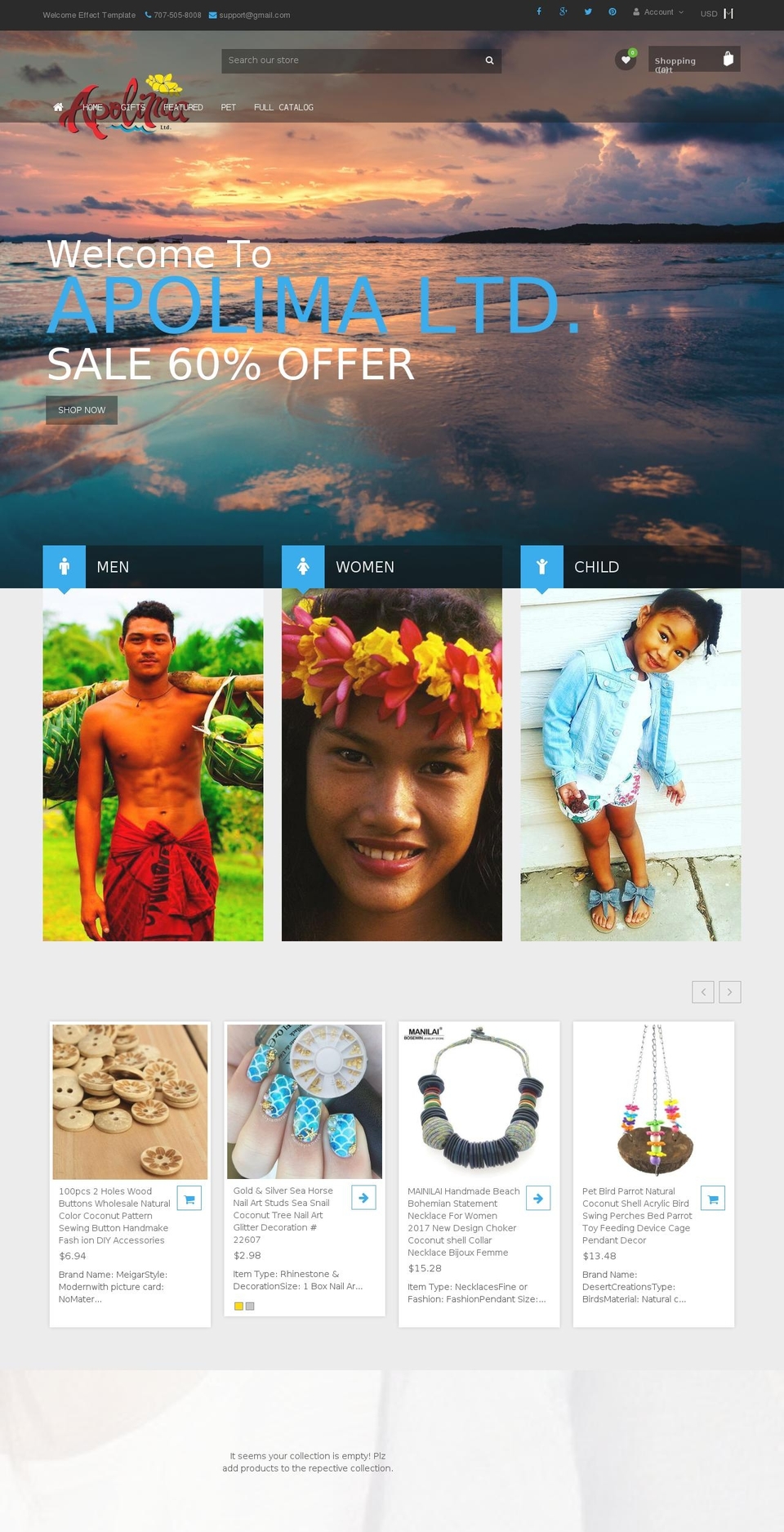 effect Shopify theme site example apolimaltd.com