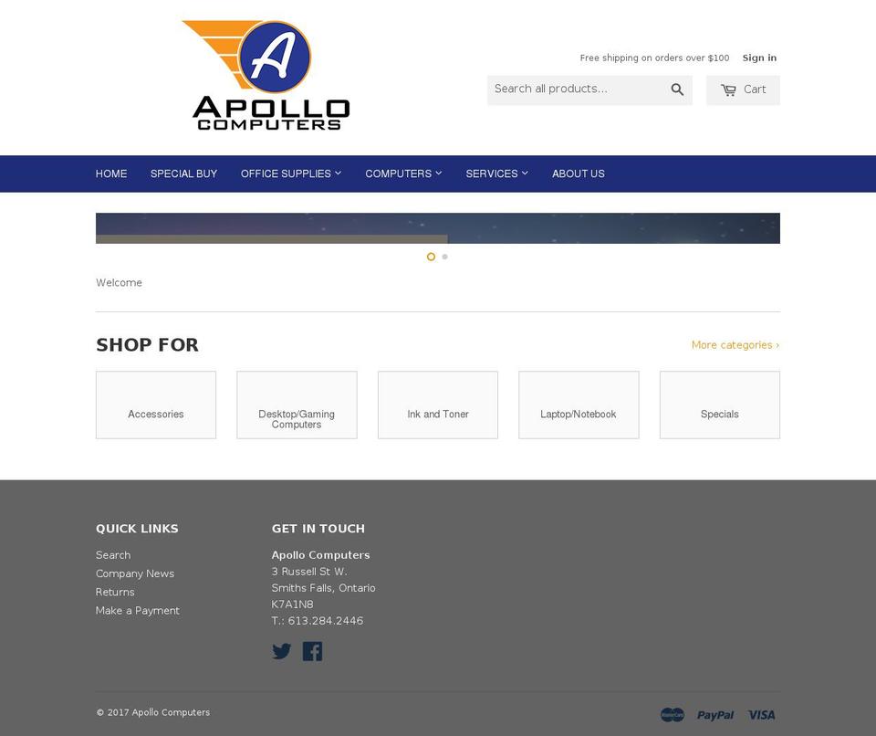 apollocomputers.ca shopify website screenshot