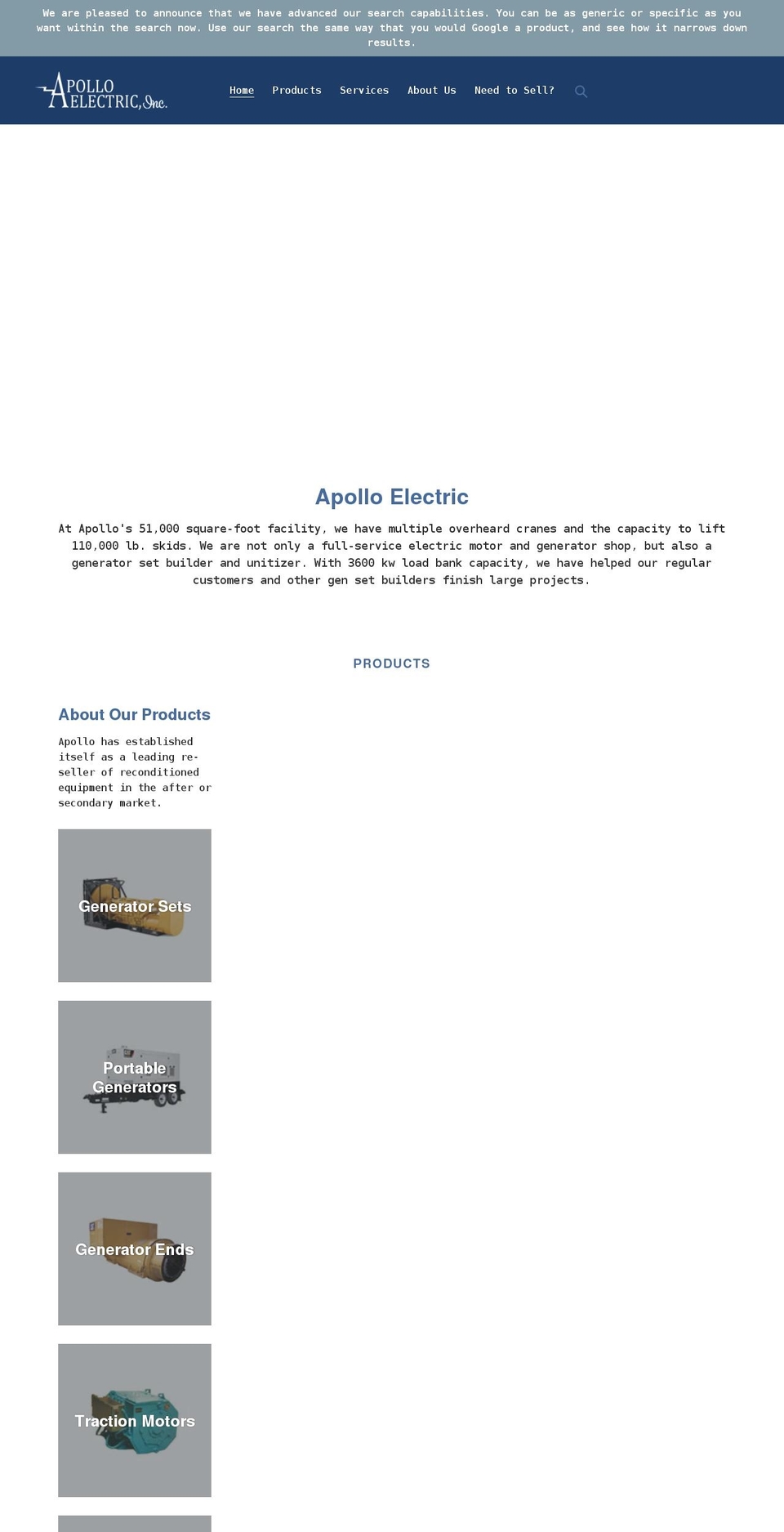 apolloelectric.net shopify website screenshot