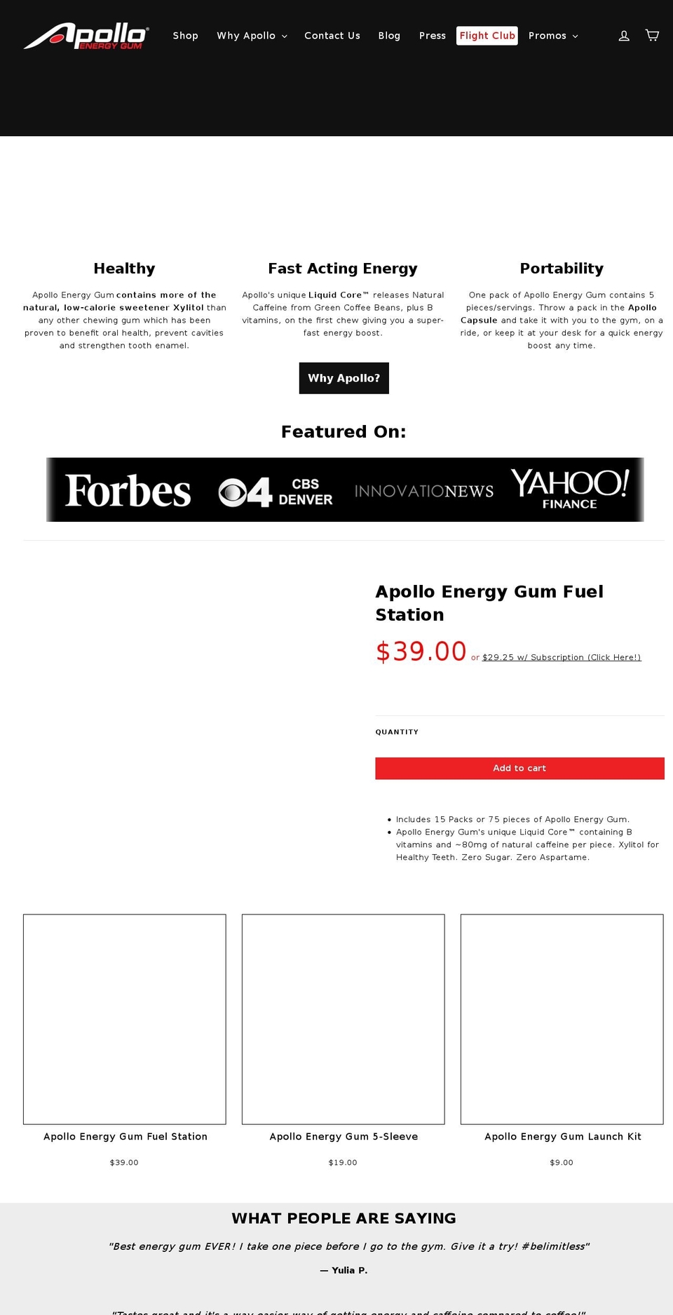 apolloenergygum.com shopify website screenshot