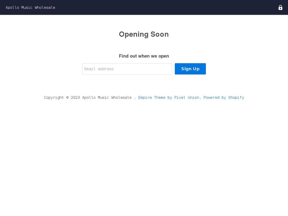 apollomusicwholesale.com shopify website screenshot