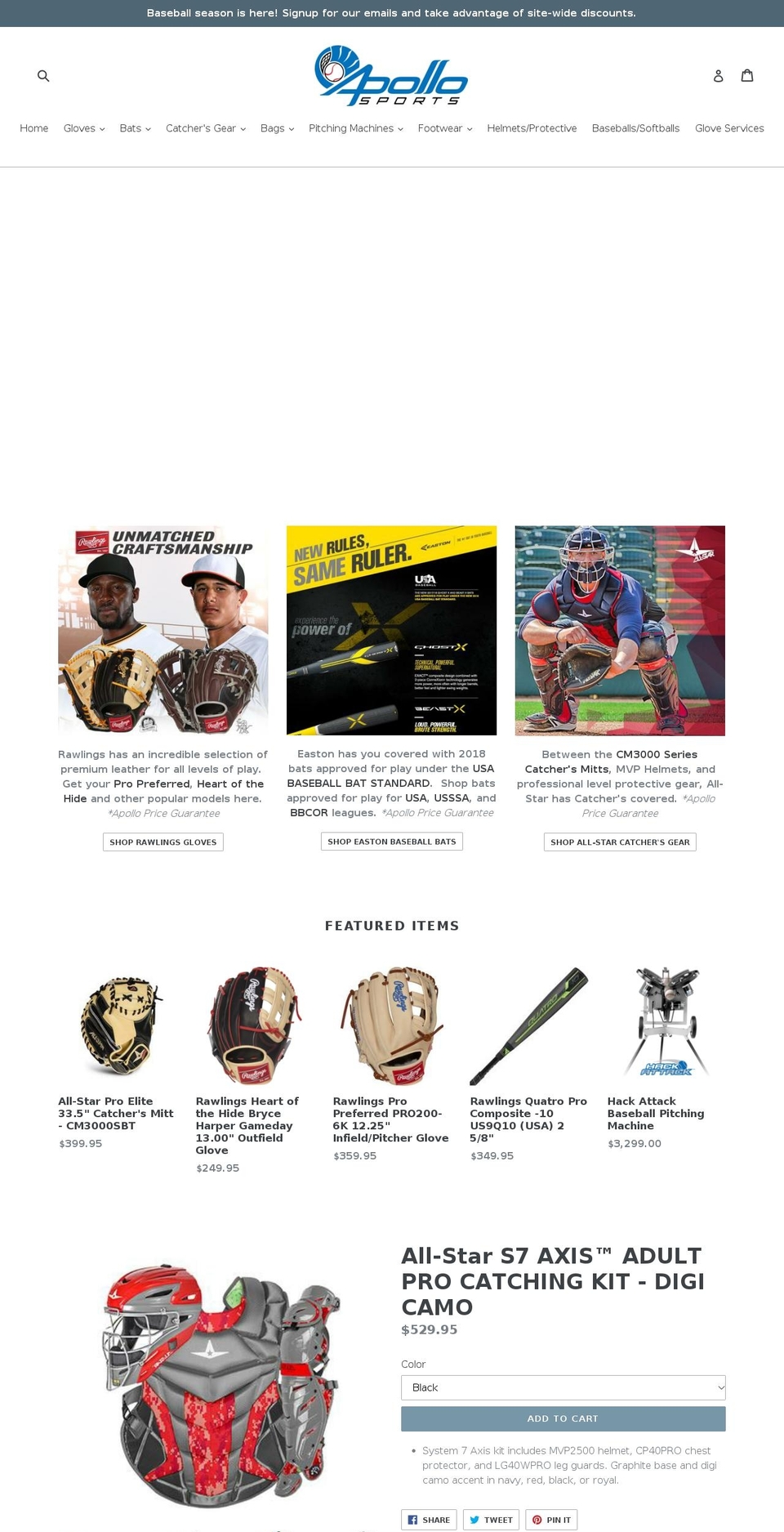 apollosports.com shopify website screenshot