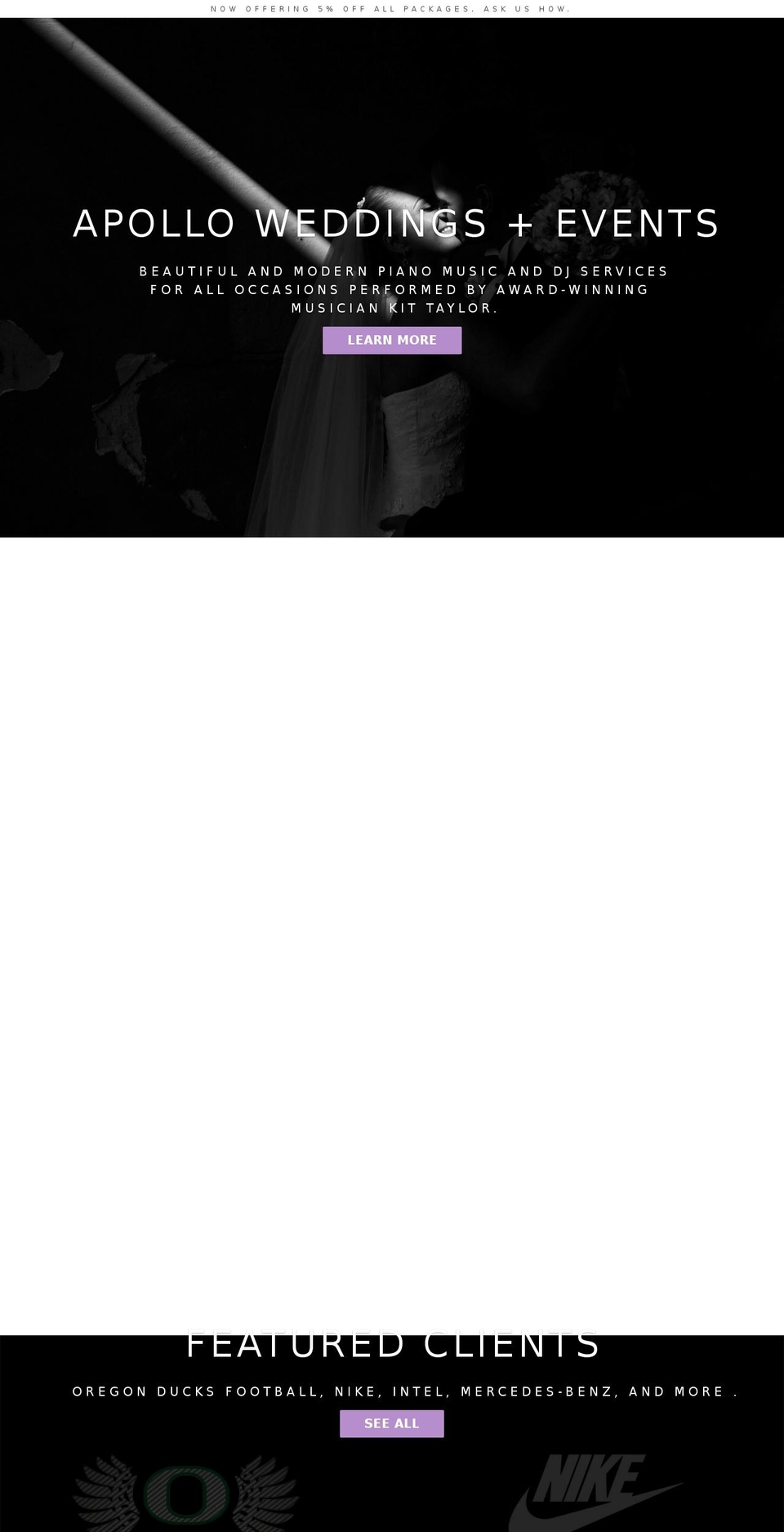 apolloweddings.com shopify website screenshot