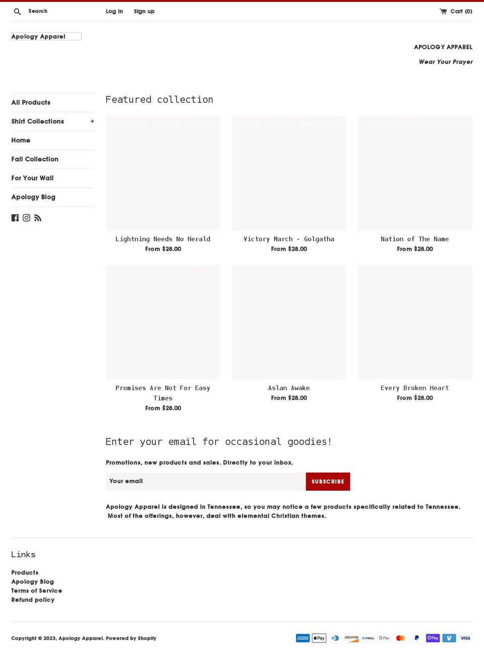 apologyapparel.com shopify website screenshot