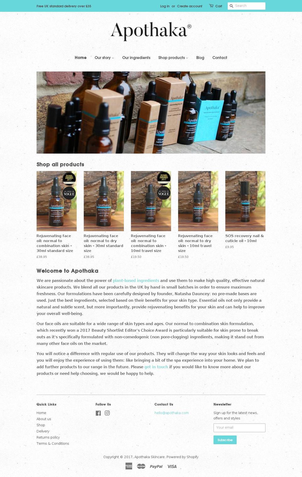 apothaka.com shopify website screenshot
