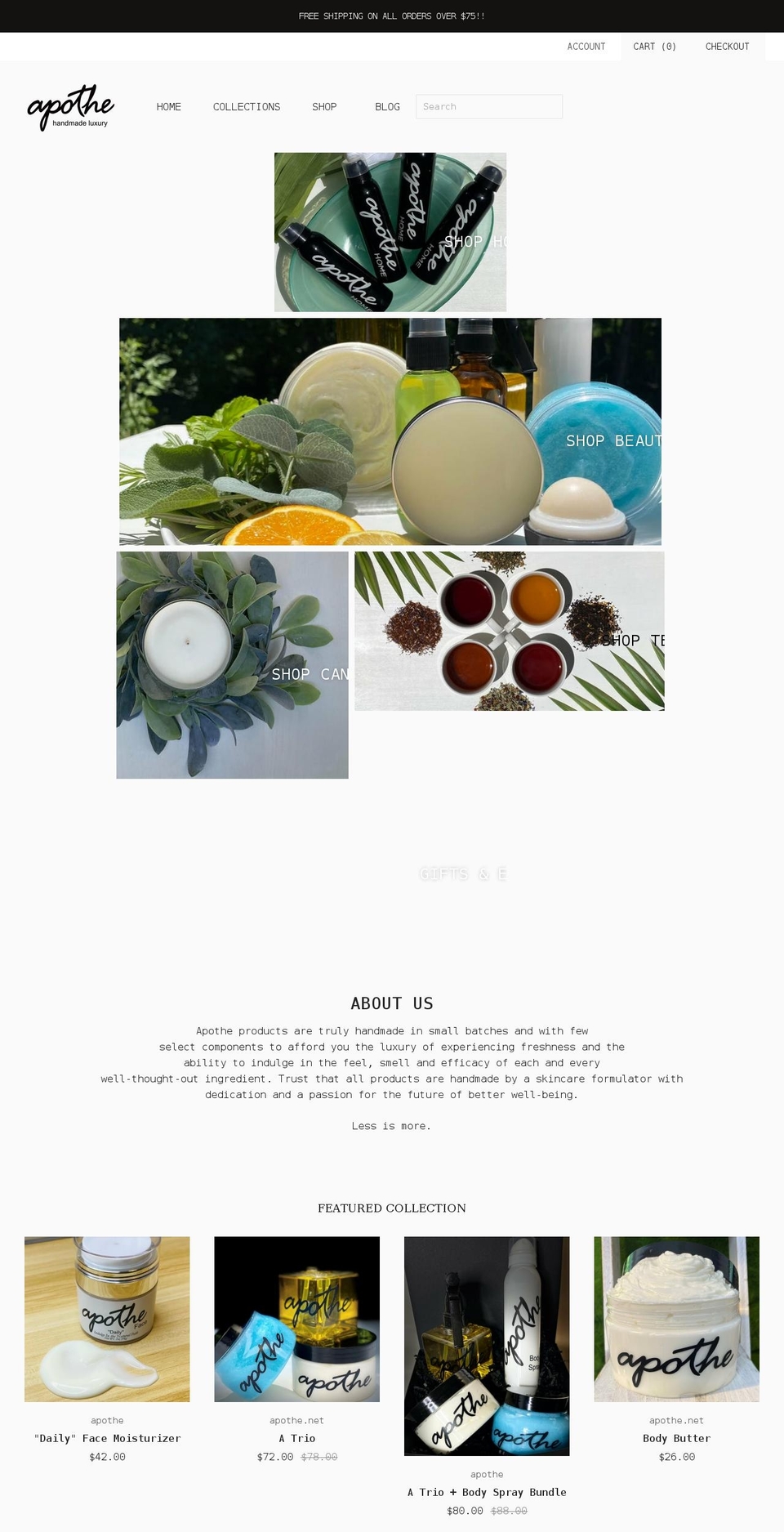 apothe.net shopify website screenshot