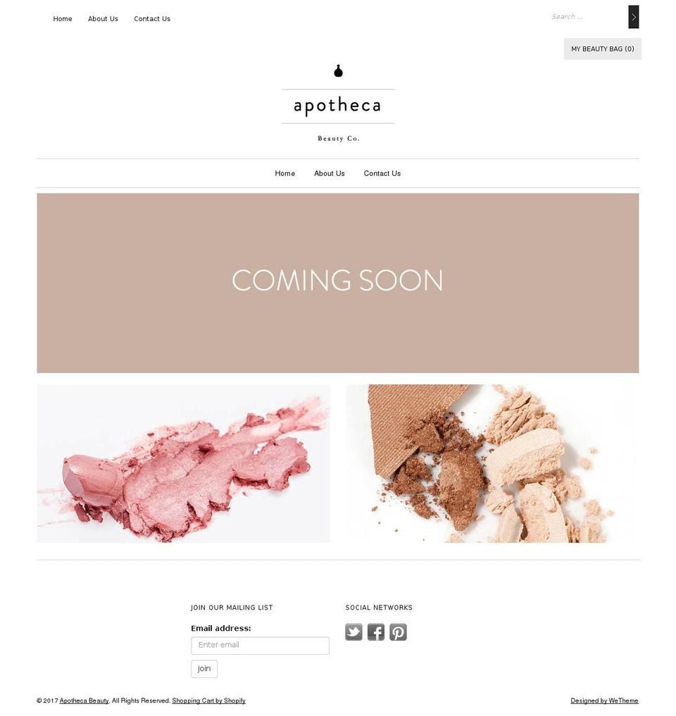 apothecabeauty.com shopify website screenshot