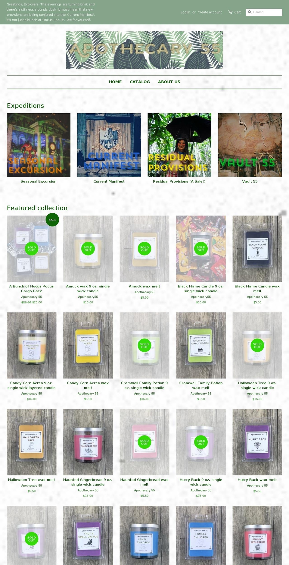 apothecary55.com shopify website screenshot