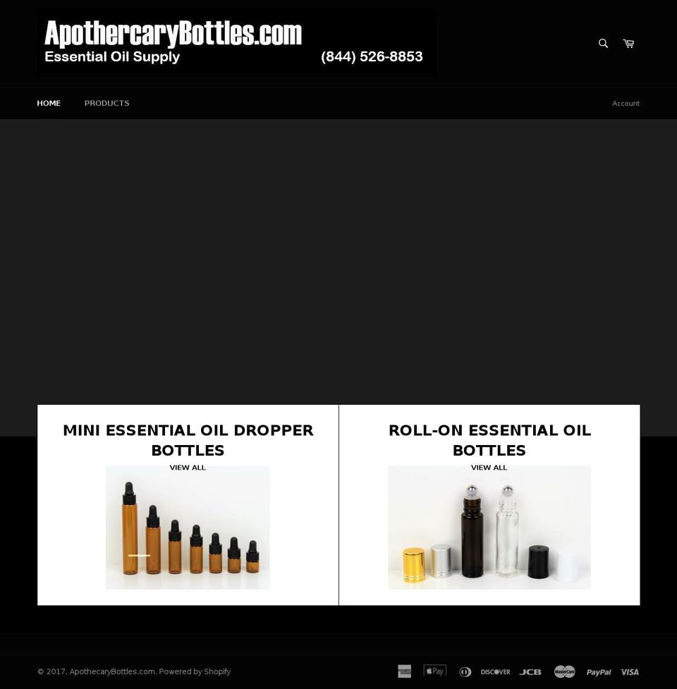 apothecarybottles.com shopify website screenshot