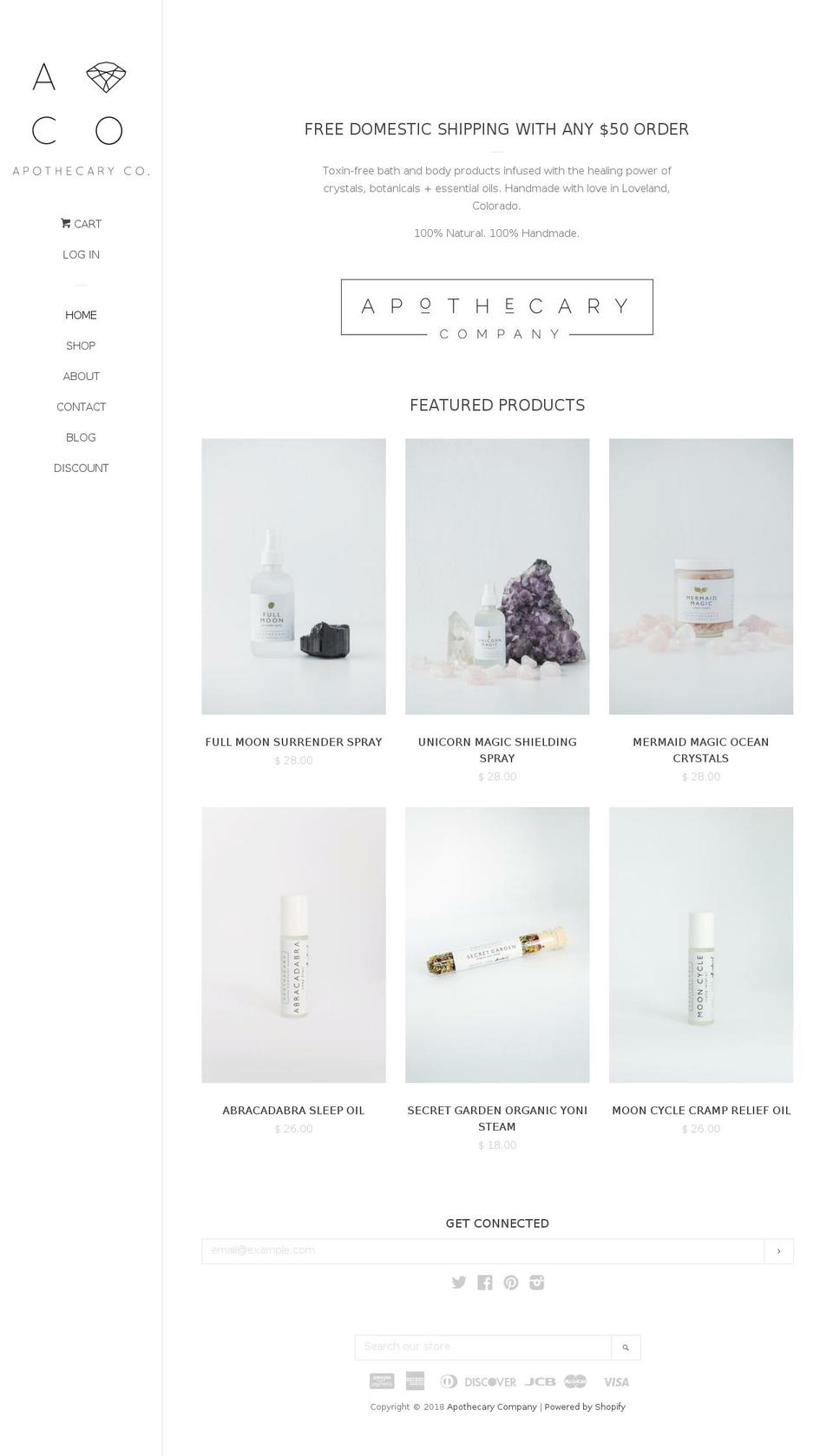 apothecarycompany.com shopify website screenshot