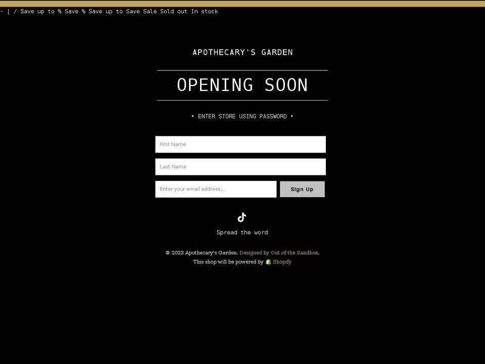 apothecarysgarden.myshopify.com shopify website screenshot