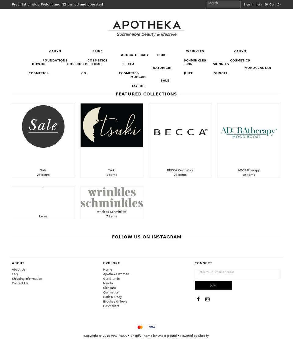 apothekaboutique.co.nz shopify website screenshot