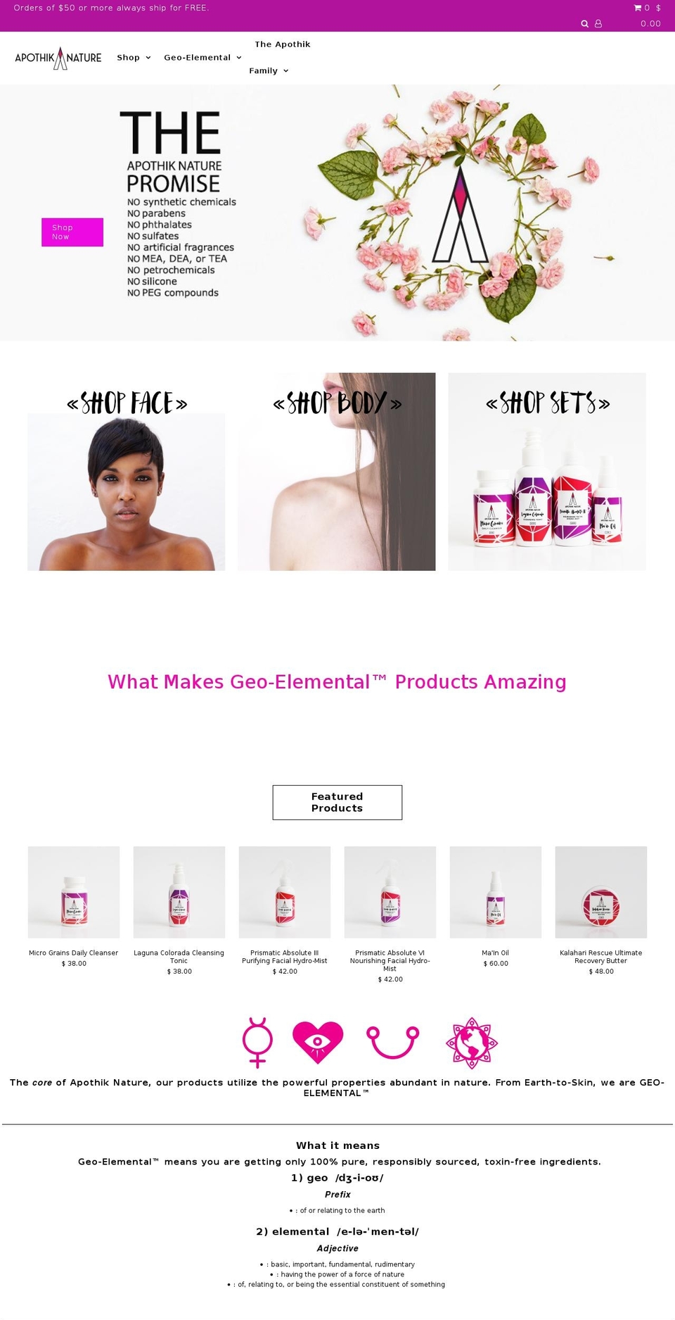 apothiknature.com — Shopify storefront screenshot