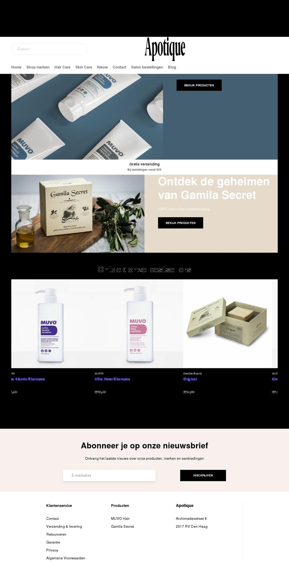 apotique.nl shopify website screenshot