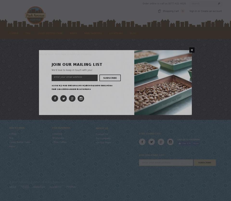 ParkAvenueCoffee esf Shopify theme site example apoundforthecure.org