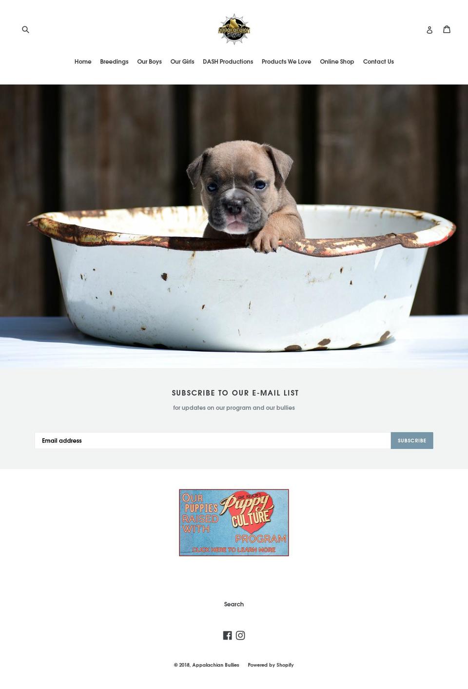 appalachianbullies.com — Shopify storefront screenshot