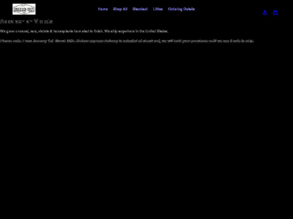 appalachianviolets.com shopify website screenshot