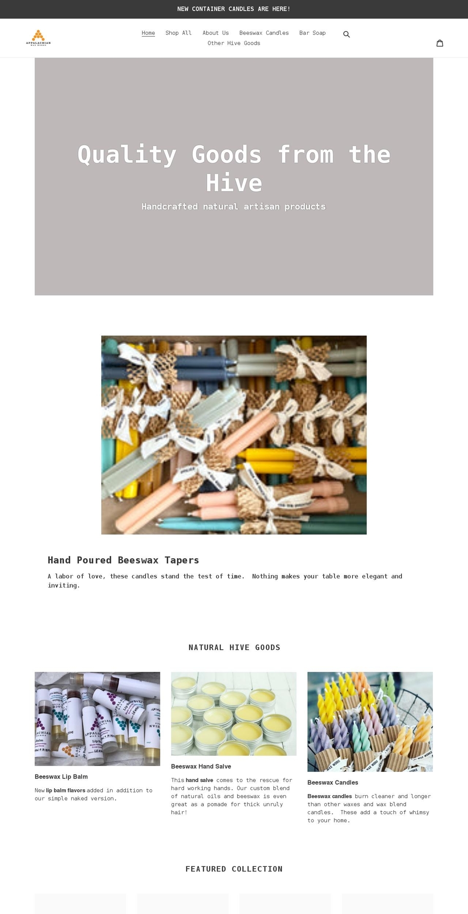 appalachianwaxworks.com shopify website screenshot