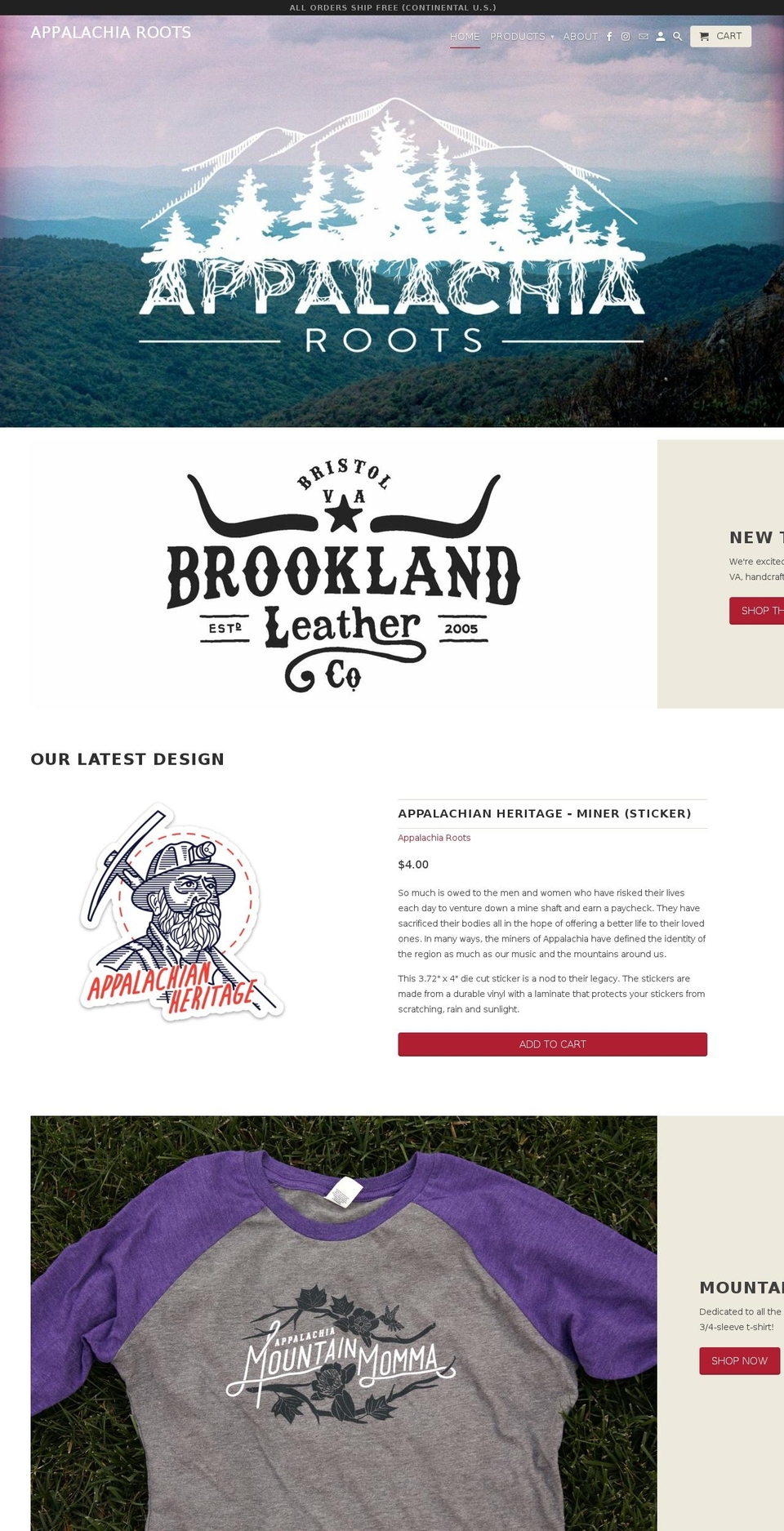 appalachiaroots.com — Shopify storefront screenshot