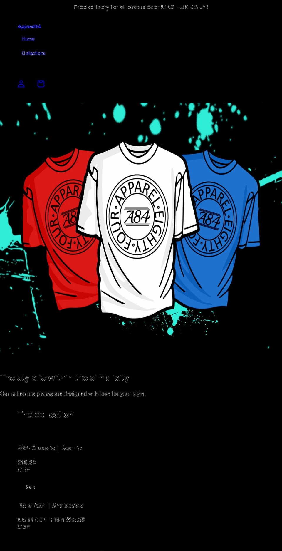 apparel84.com shopify website screenshot