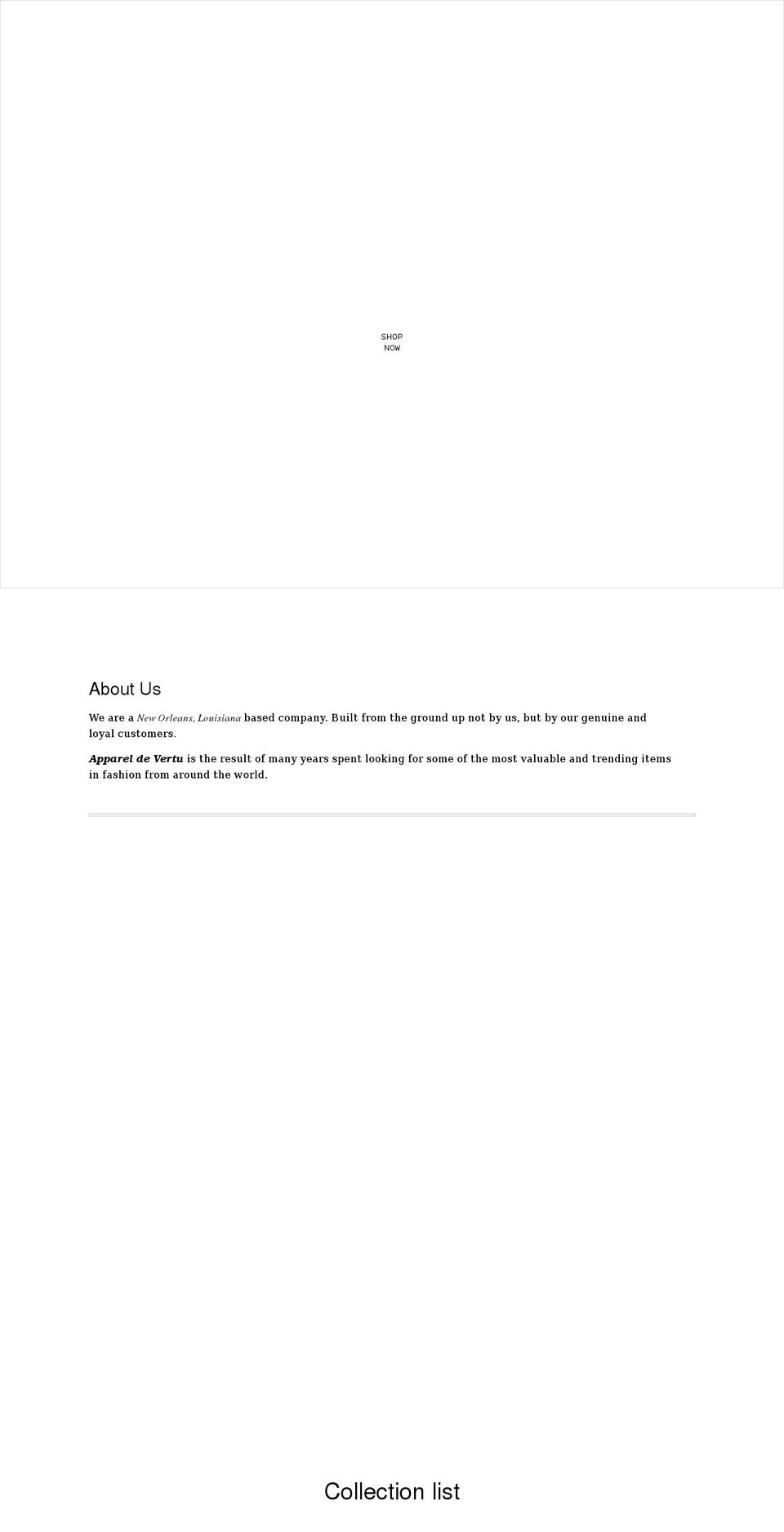 appareldevertu.com shopify website screenshot