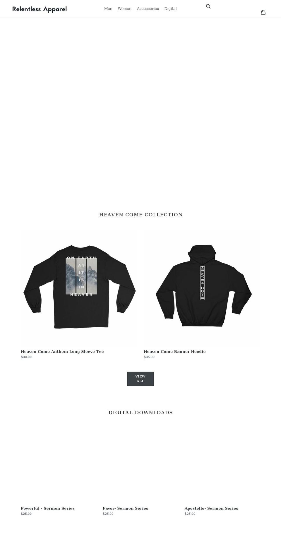 apparelrelentless.com shopify website screenshot