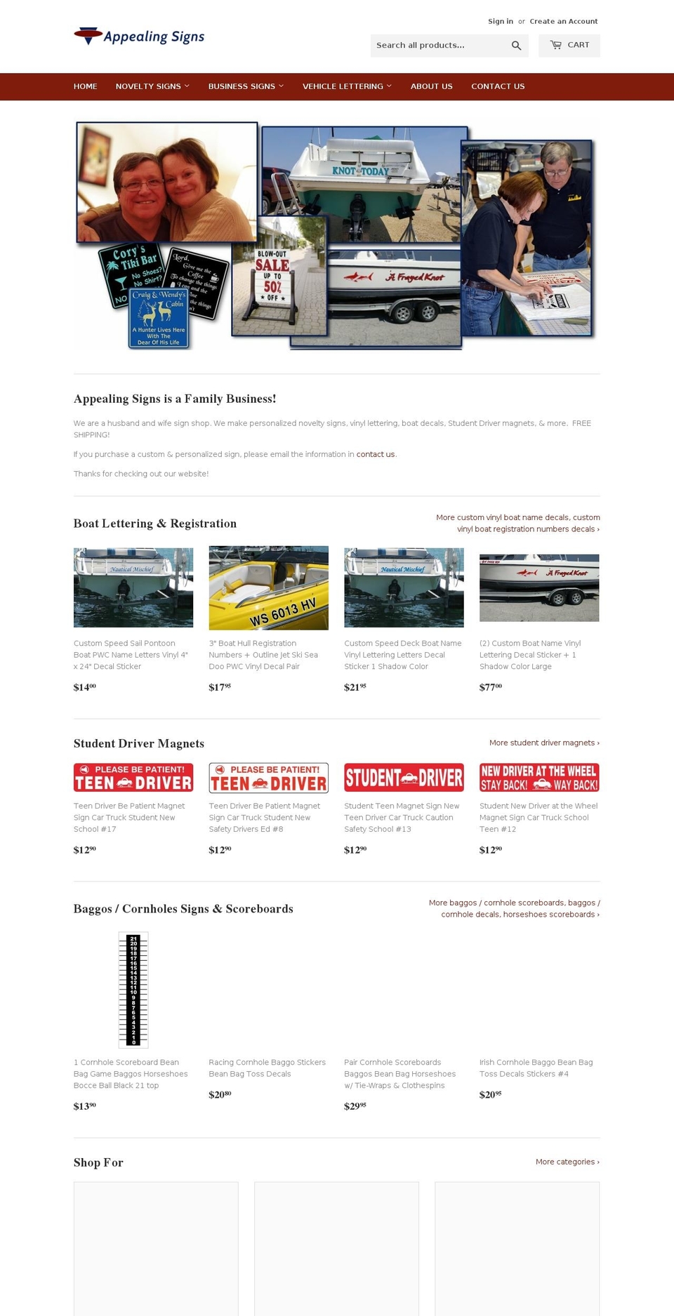 appealingsigns.com shopify website screenshot