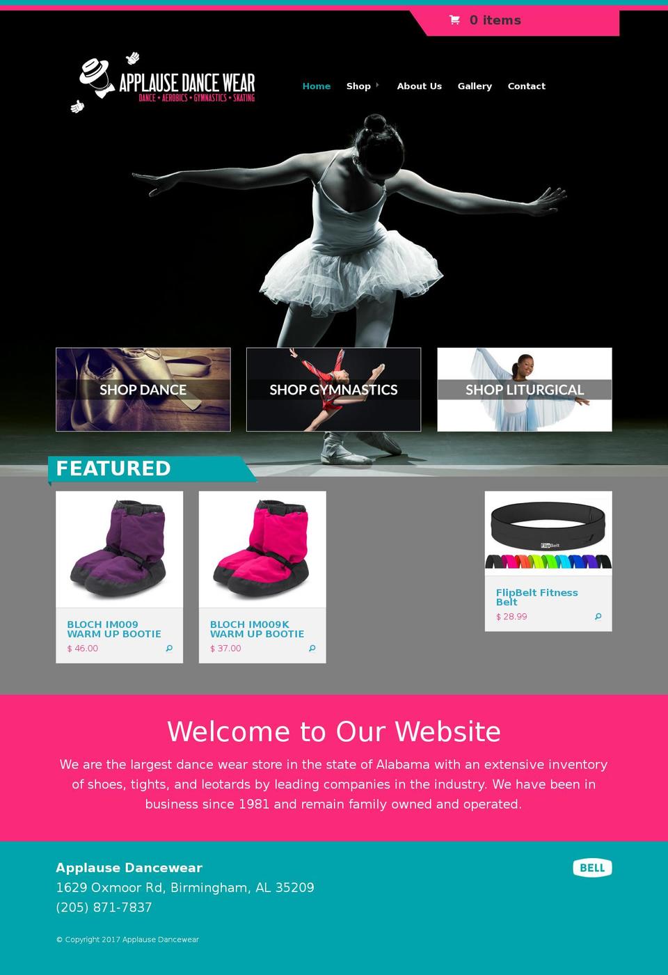 applausedancewear.net shopify website screenshot