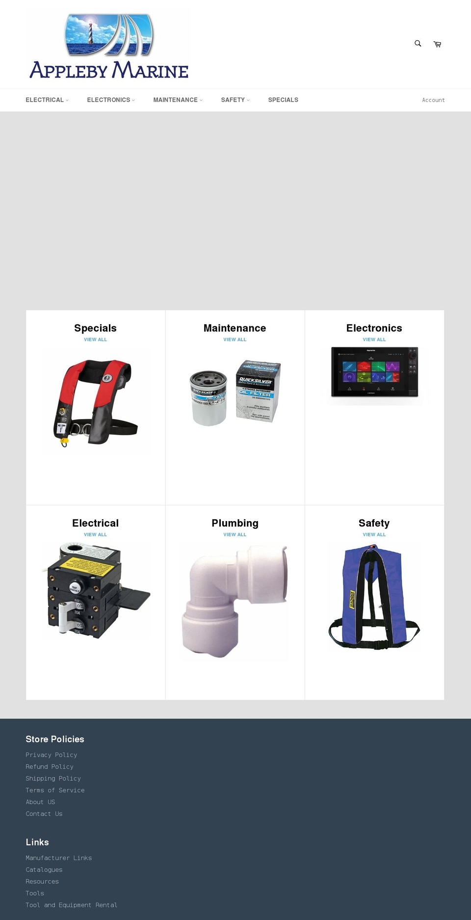 applebymarine.com shopify website screenshot