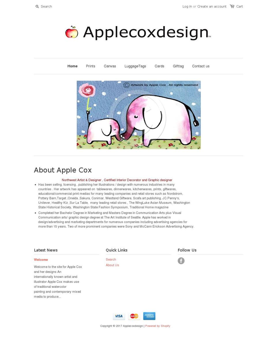 applecoxdesign.com shopify website screenshot