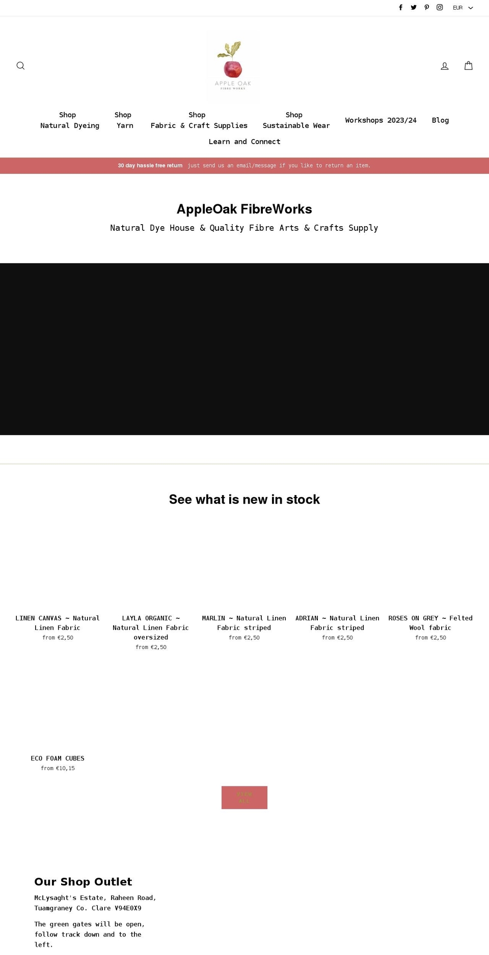 appleoakfibreworks.com — Shopify storefront screenshot