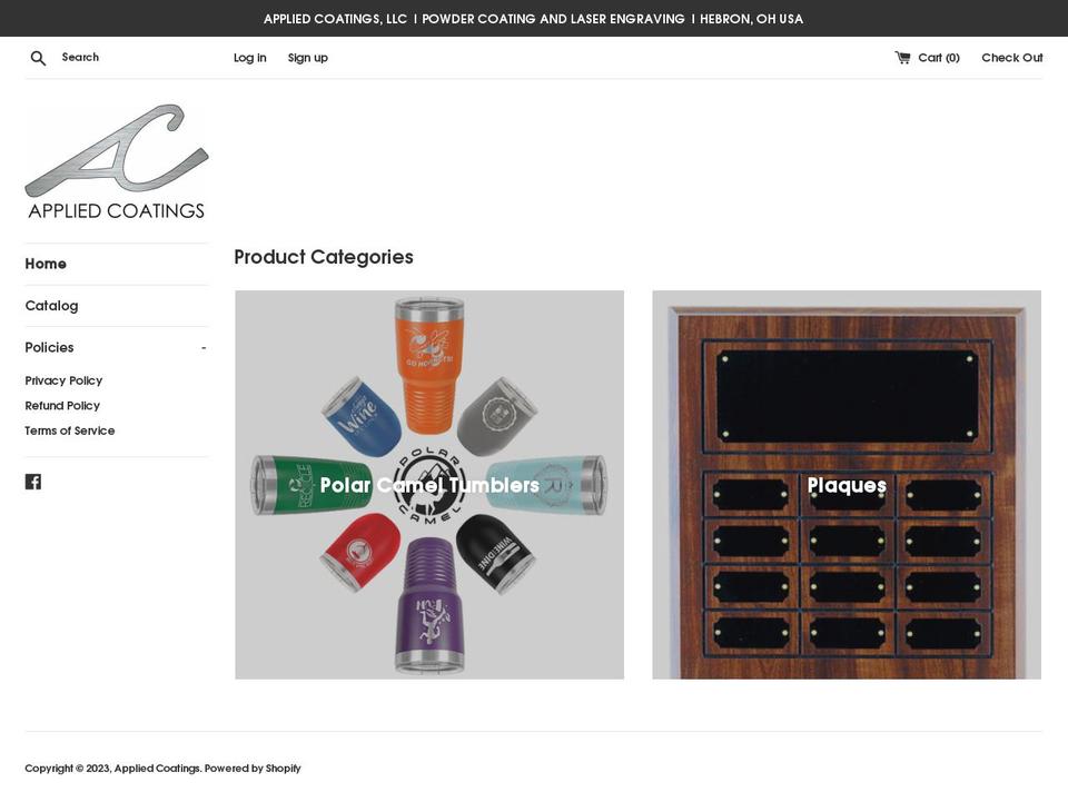 appliedcoatingsoh.com — Shopify storefront screenshot