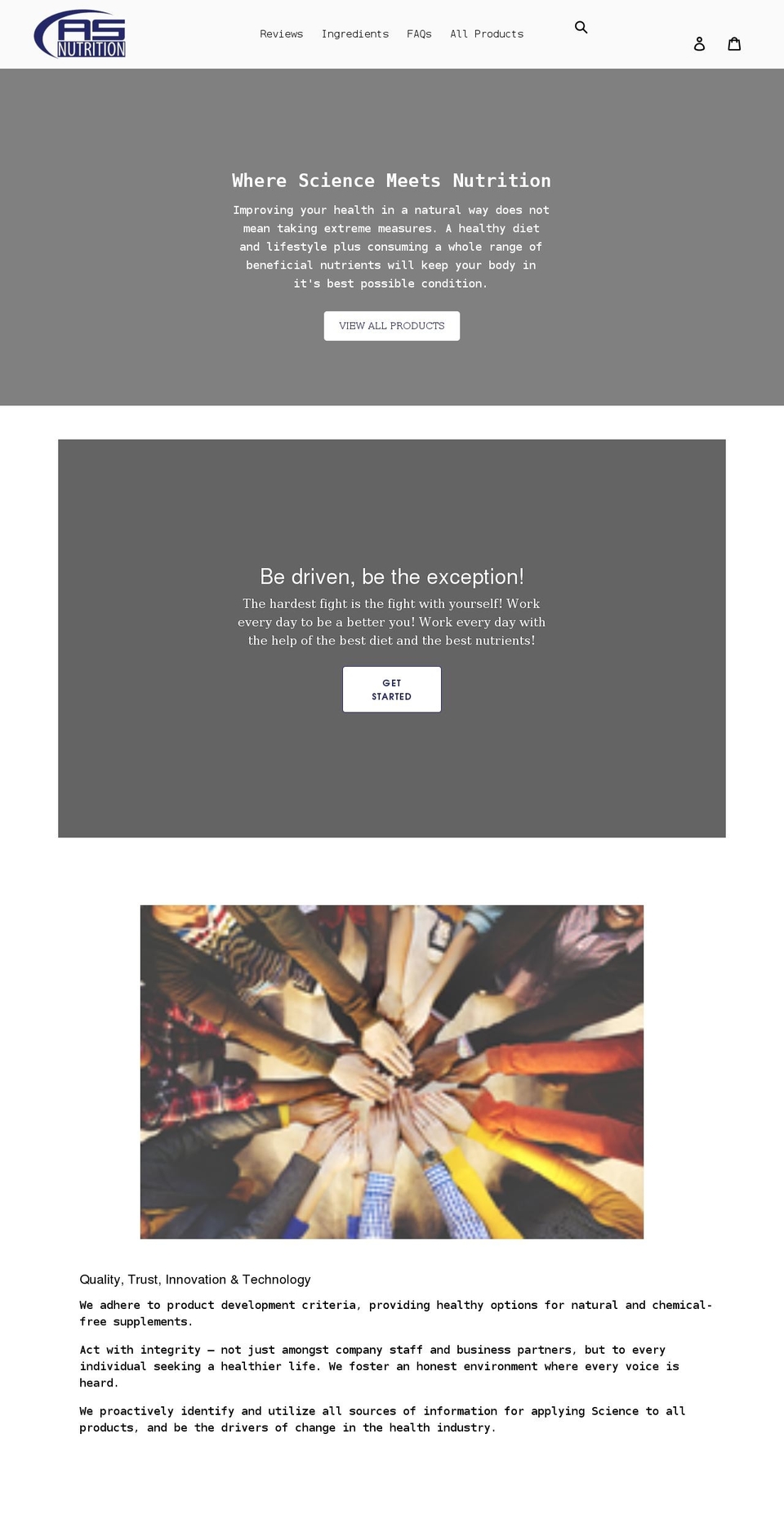 appliedsciencenutrition.com shopify website screenshot