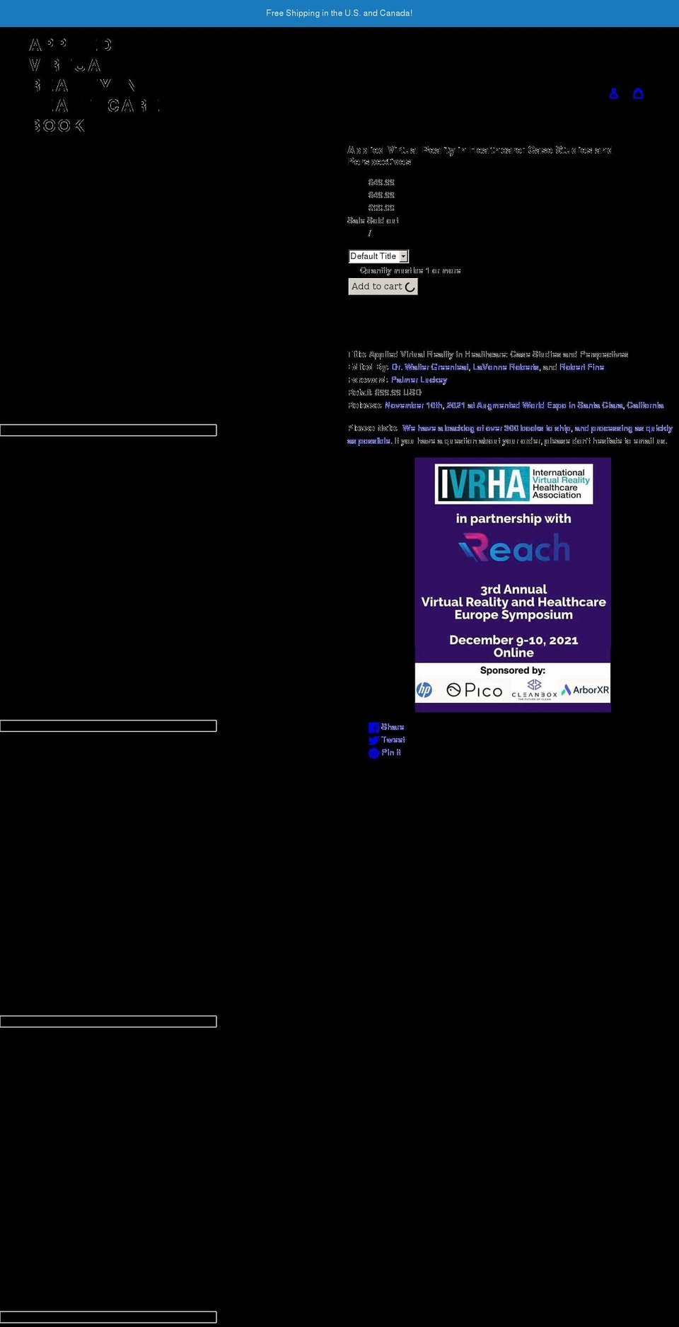 appliedvirtualrealityinhealthcare.com shopify website screenshot