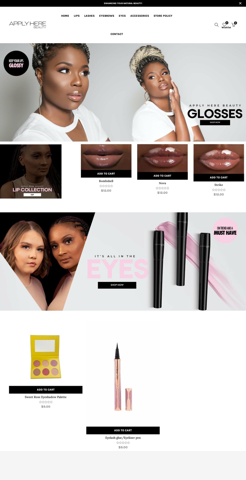 applyherebeauty.org shopify website screenshot