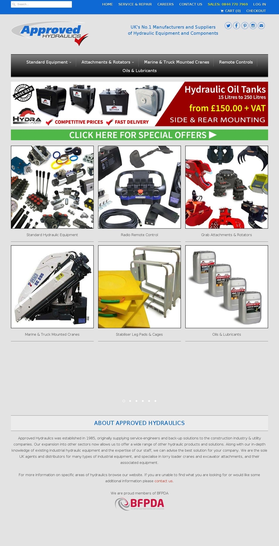 approvedhydraulics.co.uk shopify website screenshot