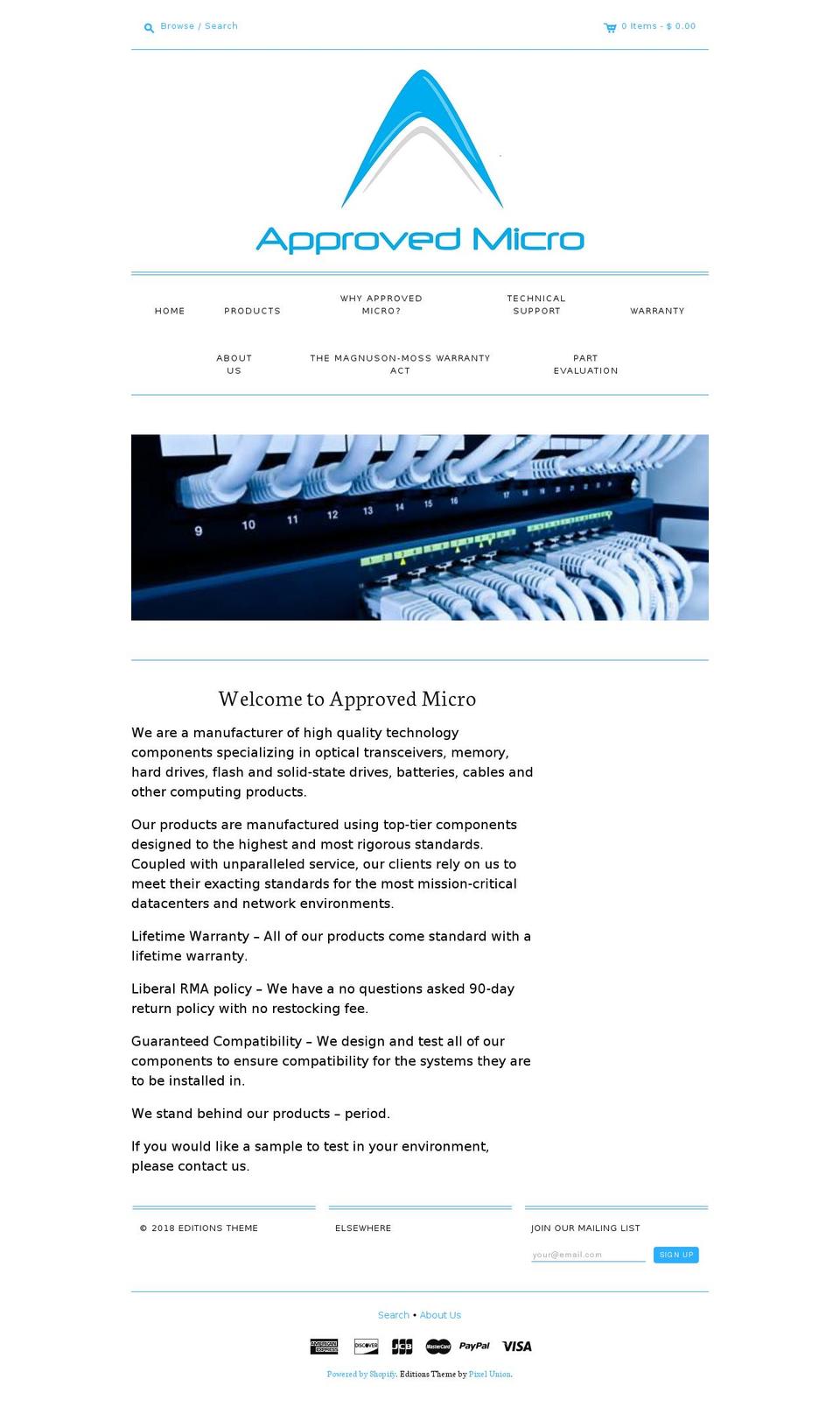 approvedmicro.com shopify website screenshot