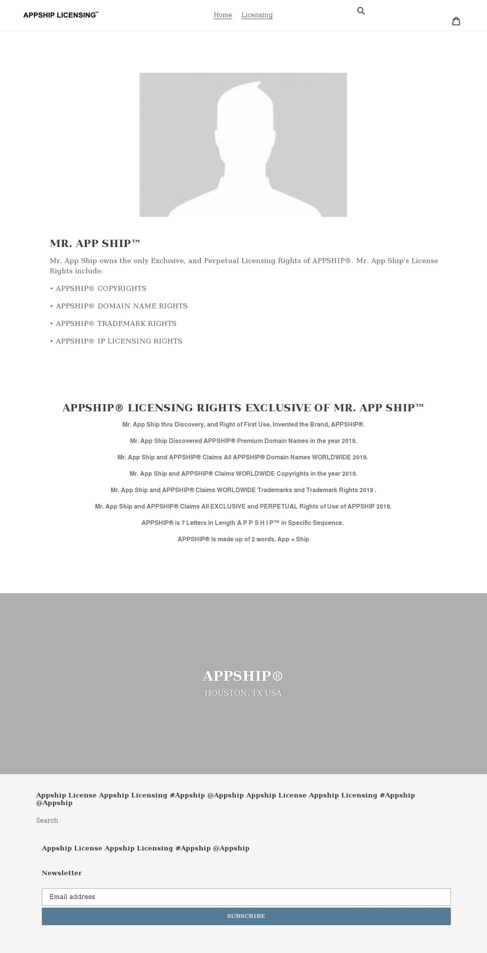 appshiplicensing.com shopify website screenshot