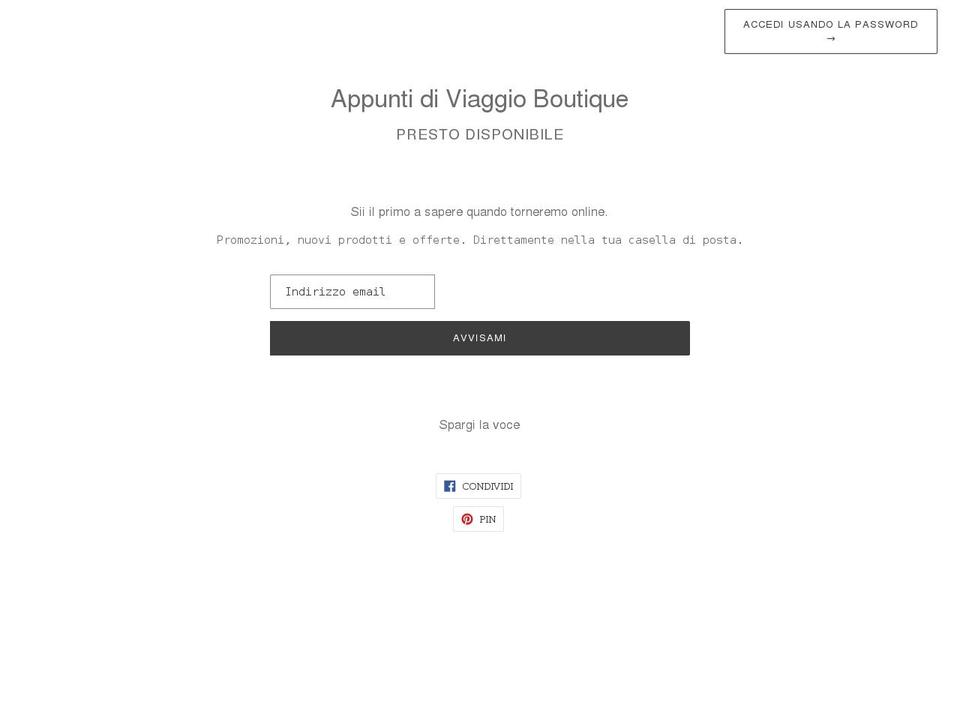 appuntidiviaggioboutique.com shopify website screenshot