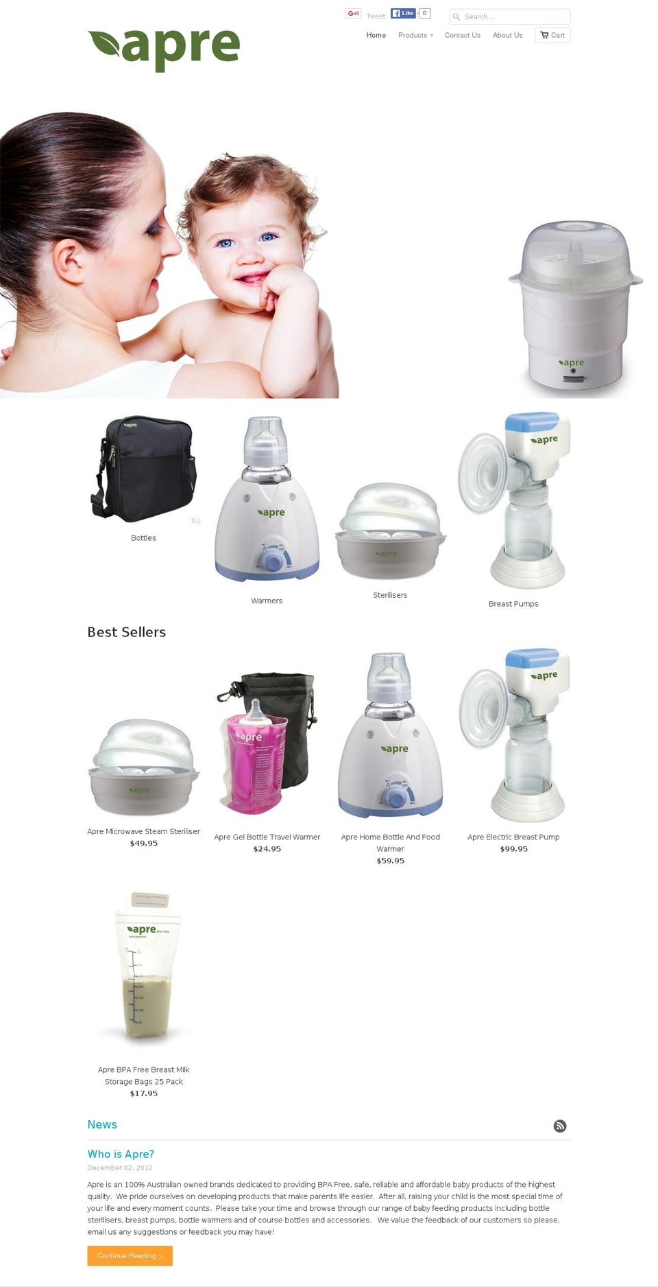 aprebaby.com.au shopify website screenshot