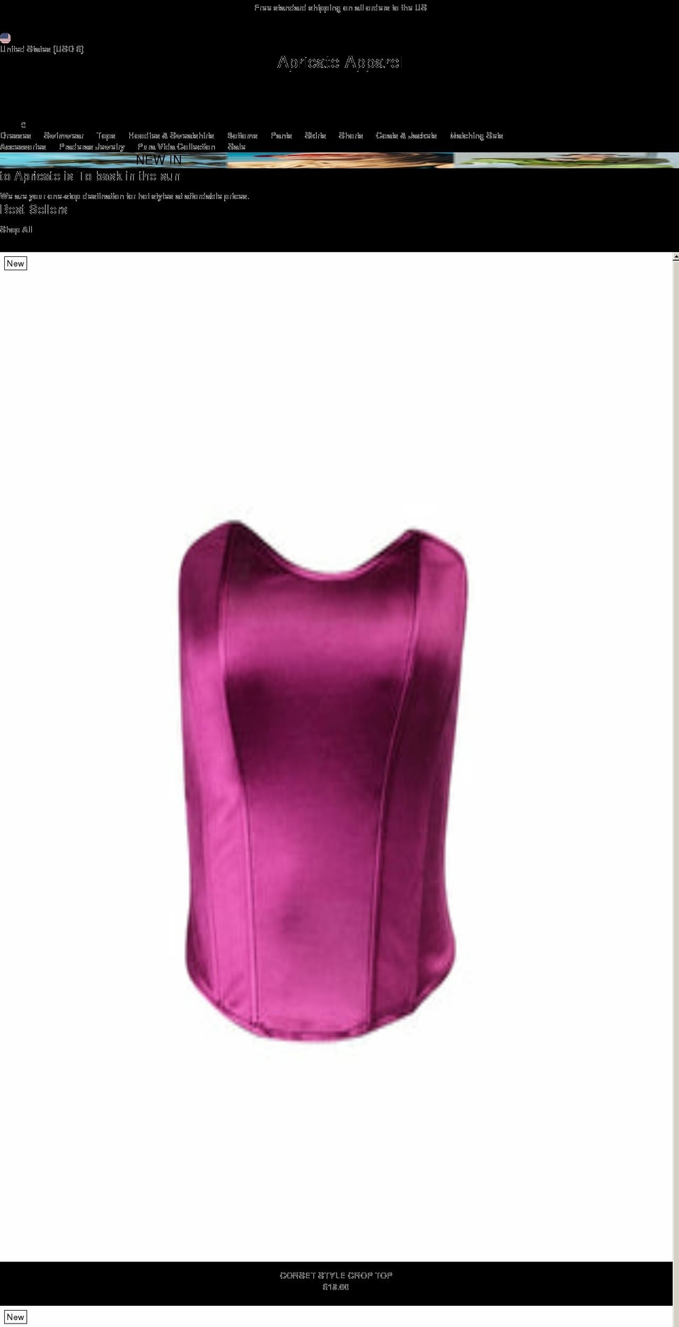 apricateapparelshop.com shopify website screenshot