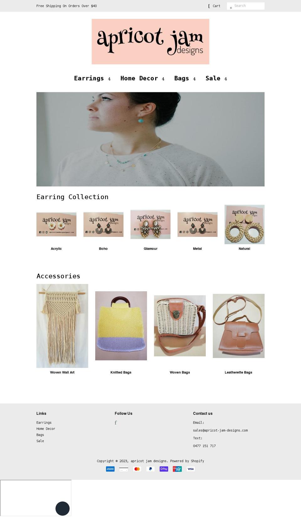 apricot-jam-designs.com shopify website screenshot