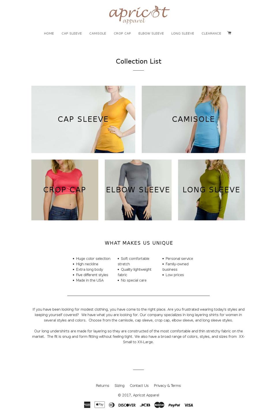 apricotapparel.com shopify website screenshot