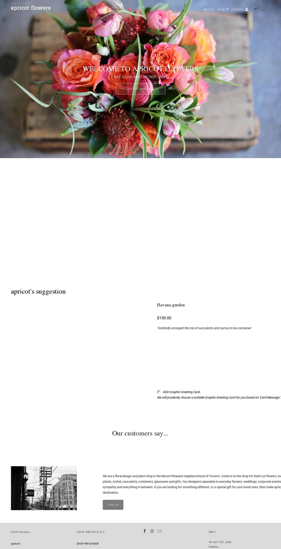apricotflowers.com shopify website screenshot