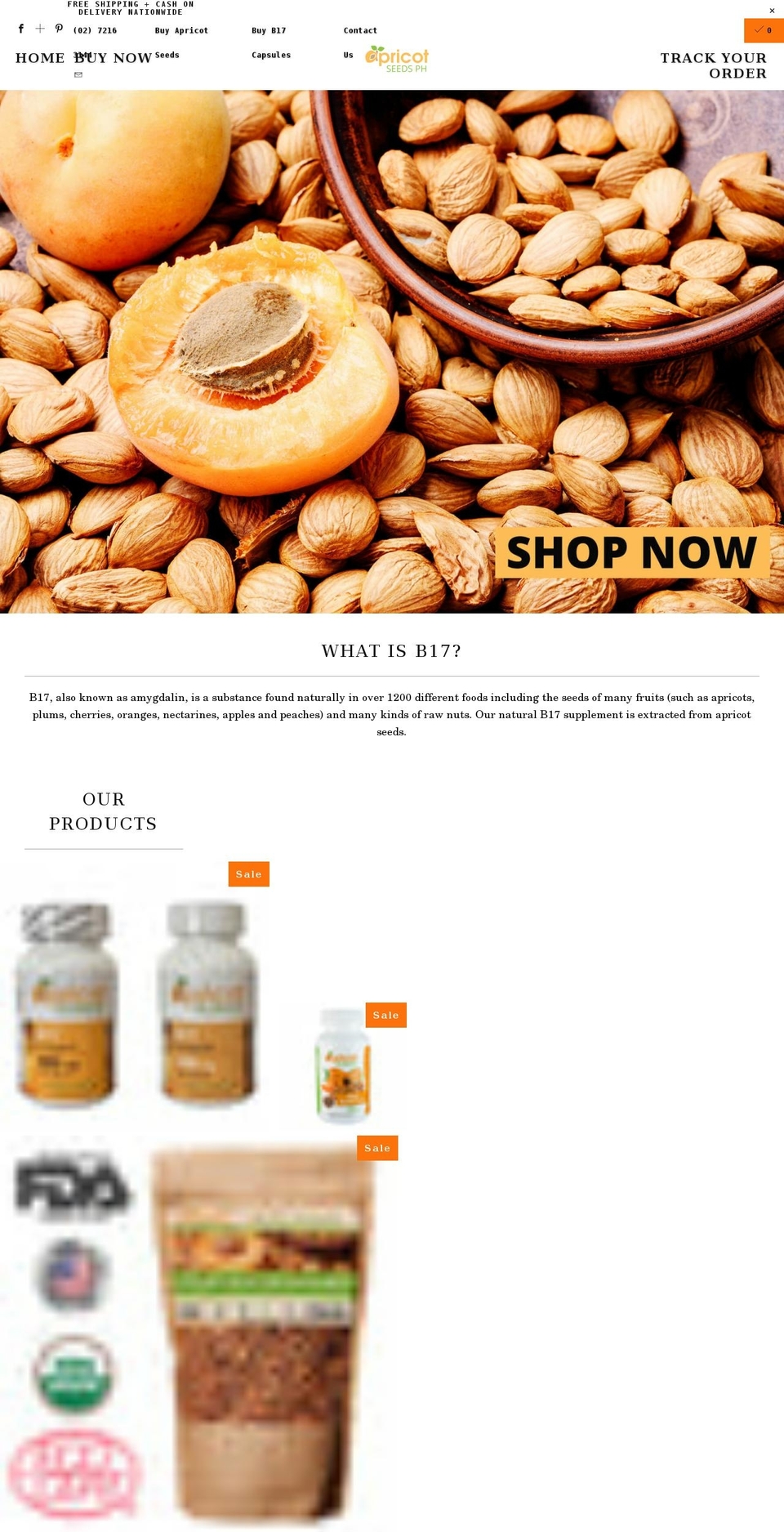 apricotseedsph.com shopify website screenshot