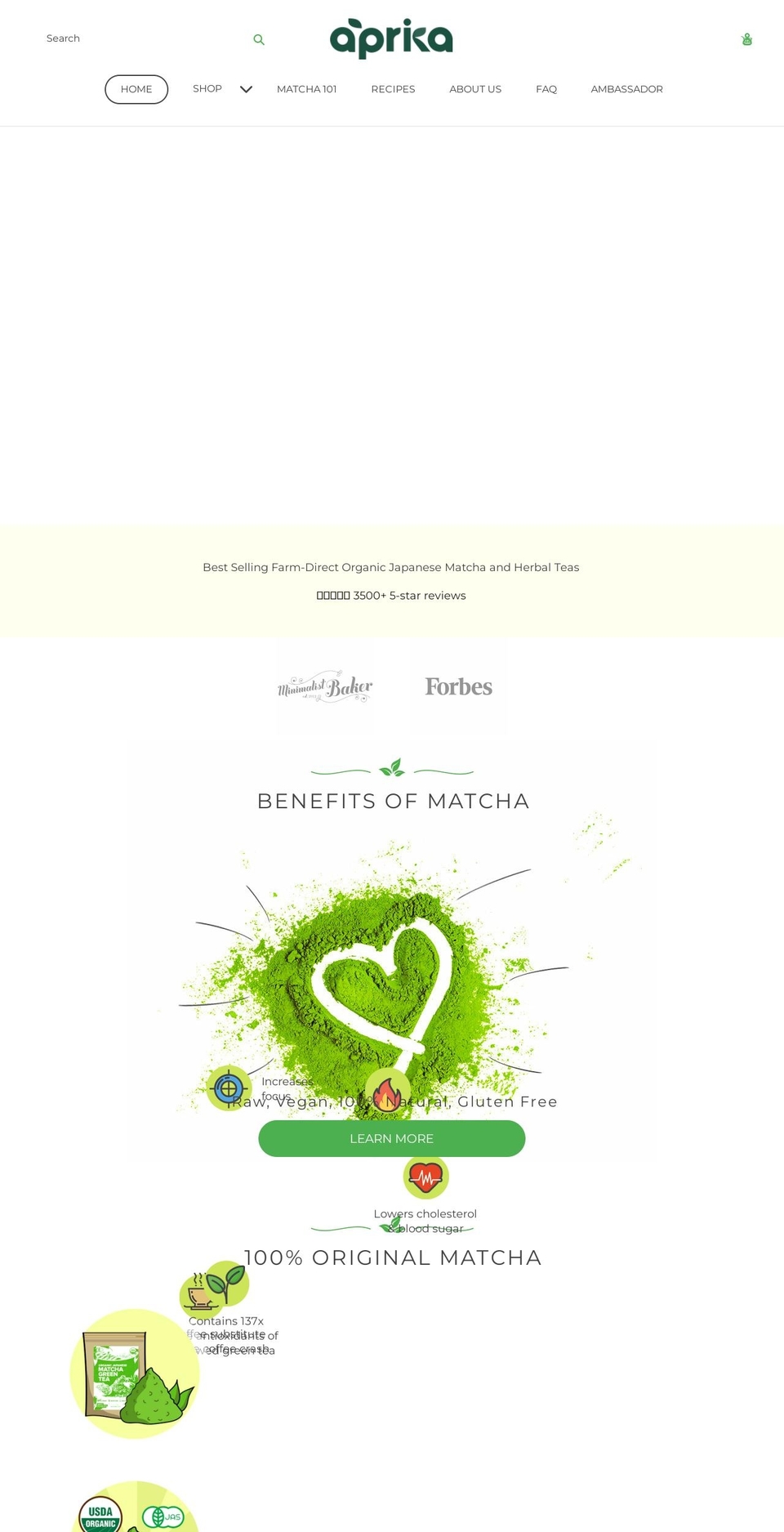 aprikamatcha.com — Shopify storefront screenshot