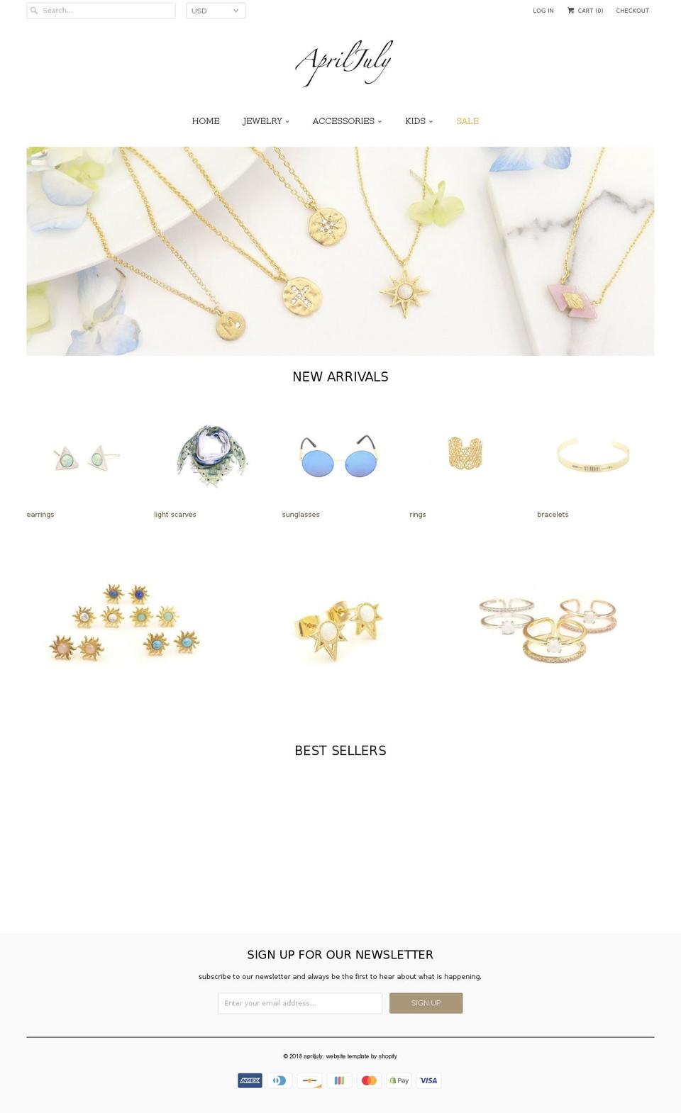 apriljuly.com shopify website screenshot