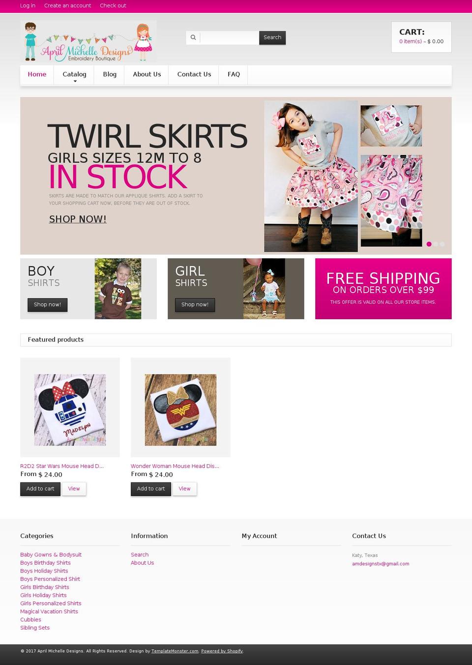 theme035 Shopify theme site example aprilmichelledesigns.com